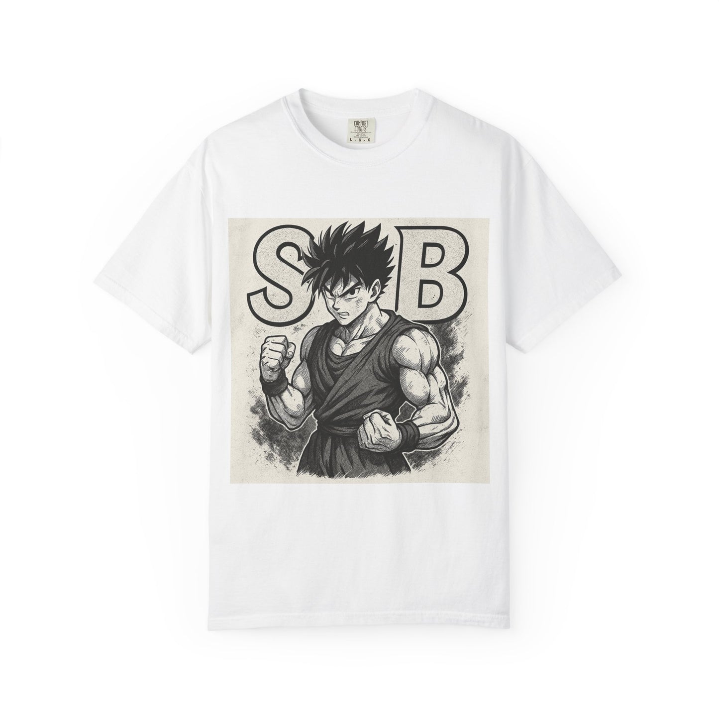 Garment-Dyed T-shirt with Fighter Graphics, Unisex Activewear, Anime-Inspired Tee, Gift for Fans, Casual Streetwear