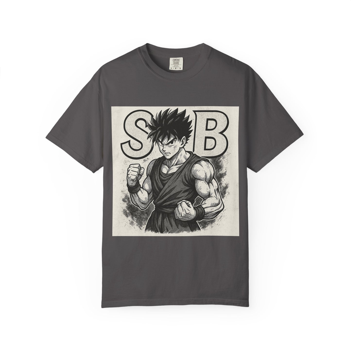 Garment-Dyed T-shirt with Fighter Graphics, Unisex Activewear, Anime-Inspired Tee, Gift for Fans, Casual Streetwear