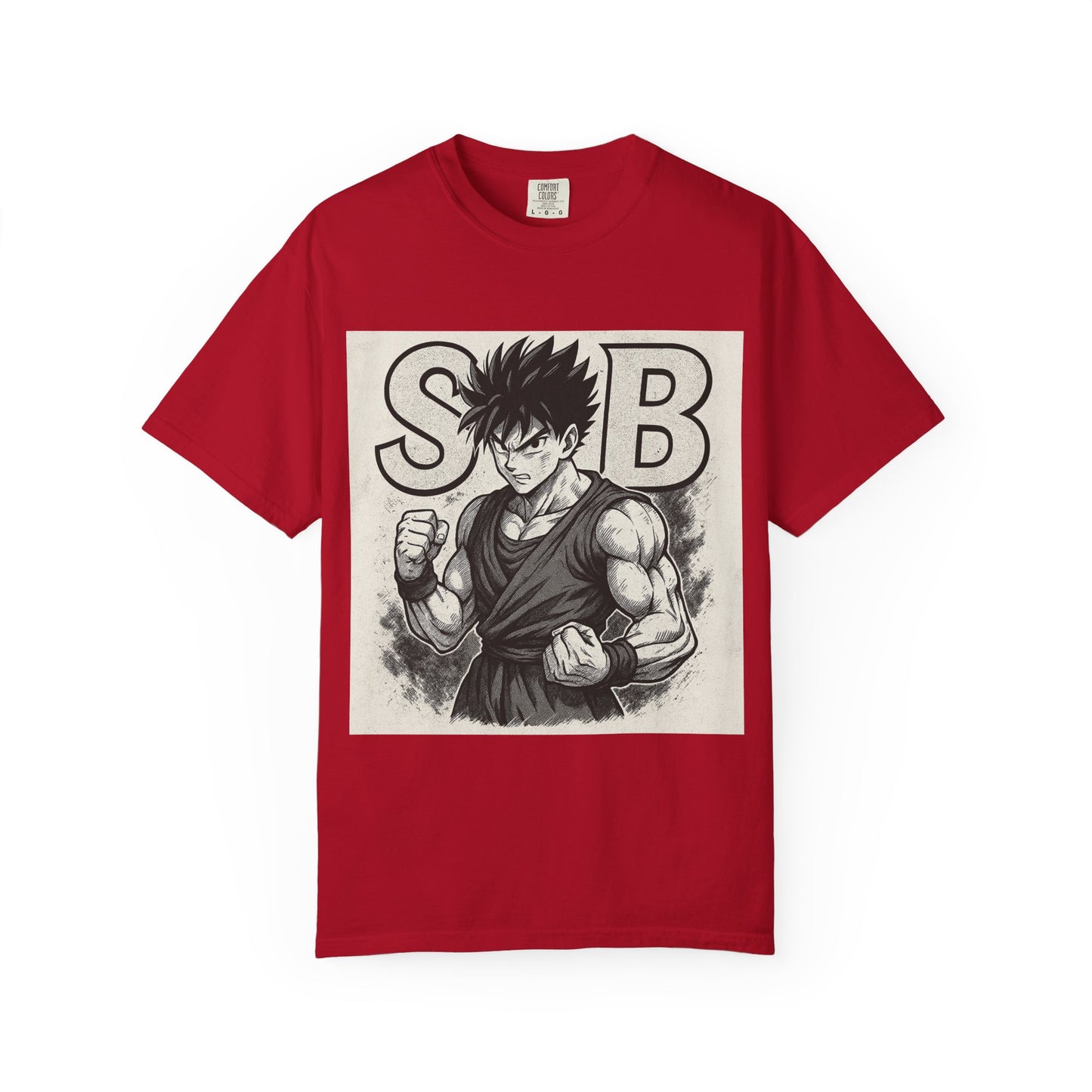 Garment-Dyed T-shirt with Fighter Graphics, Unisex Activewear, Anime-Inspired Tee, Gift for Fans, Casual Streetwear