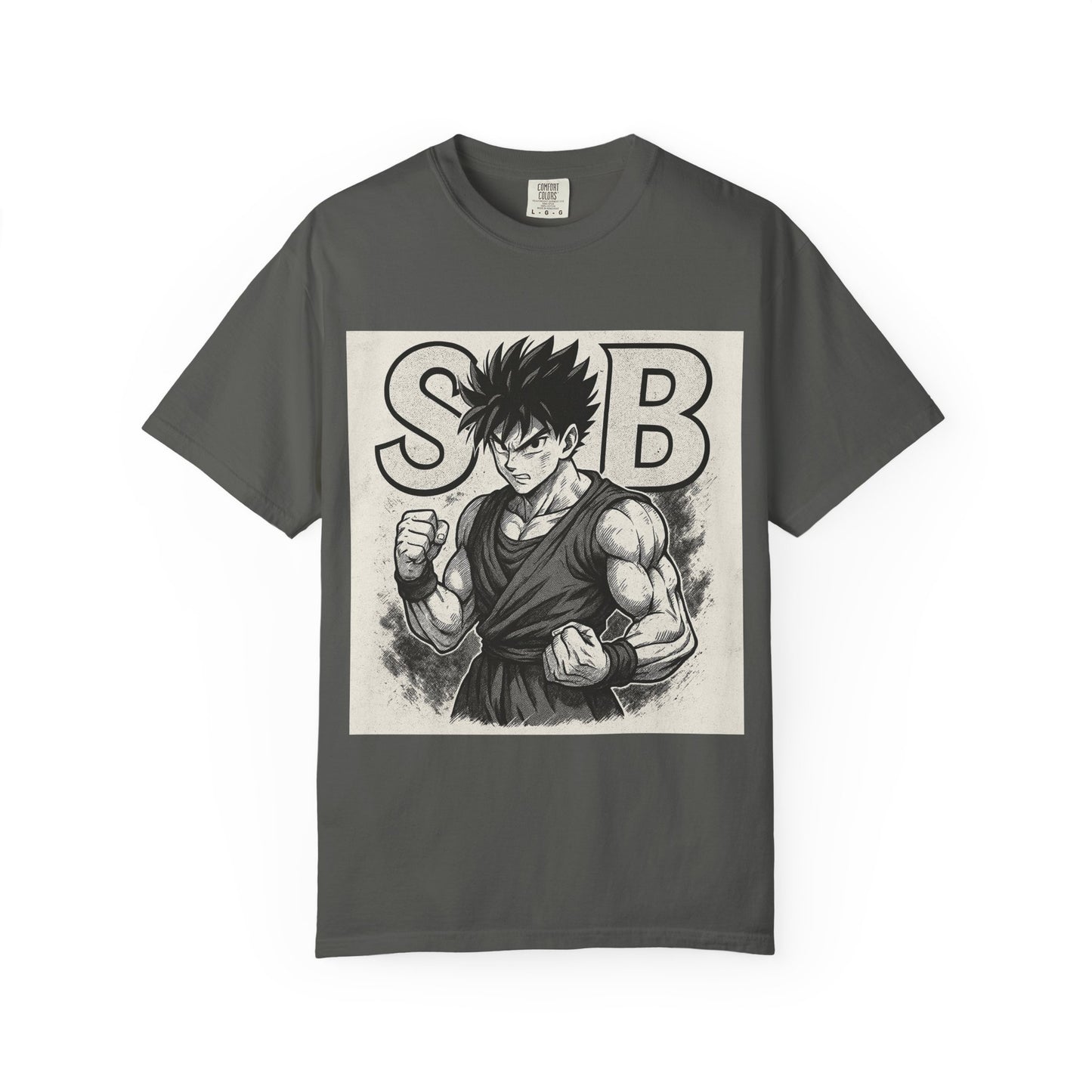 Garment-Dyed T-shirt with Fighter Graphics, Unisex Activewear, Anime-Inspired Tee, Gift for Fans, Casual Streetwear