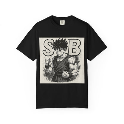 Garment-Dyed T-shirt with Fighter Graphics, Unisex Activewear, Anime-Inspired Tee, Gift for Fans, Casual Streetwear