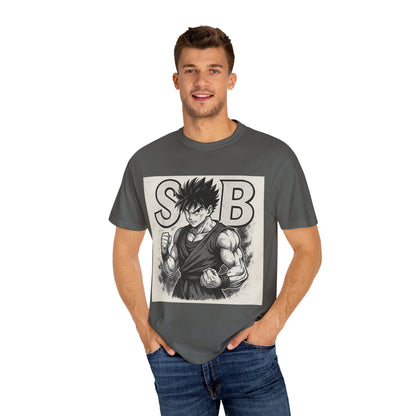 Garment-Dyed T-shirt with Fighter Graphics, Unisex Activewear, Anime-Inspired Tee, Gift for Fans, Casual Streetwear