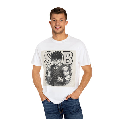 Garment-Dyed T-shirt with Fighter Graphics, Unisex Activewear, Anime-Inspired Tee, Gift for Fans, Casual Streetwear
